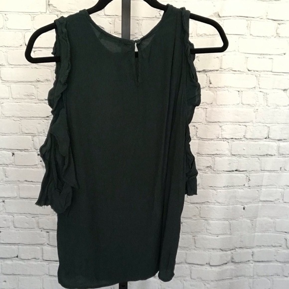 The Impeccable Pig Dark Green Cold Shoulder Blouse - Picture 2 of 4